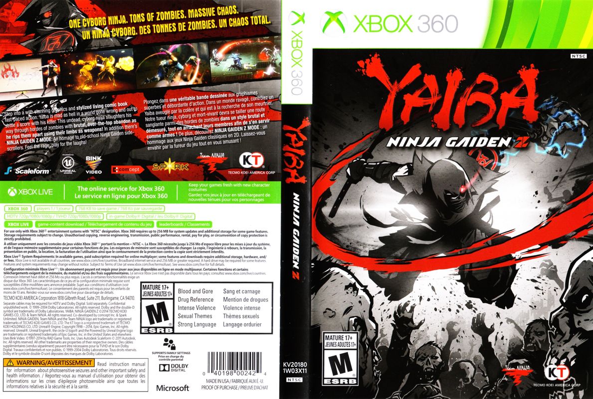 Yaiba: Ninja Gaiden Z box art for Xbox 360